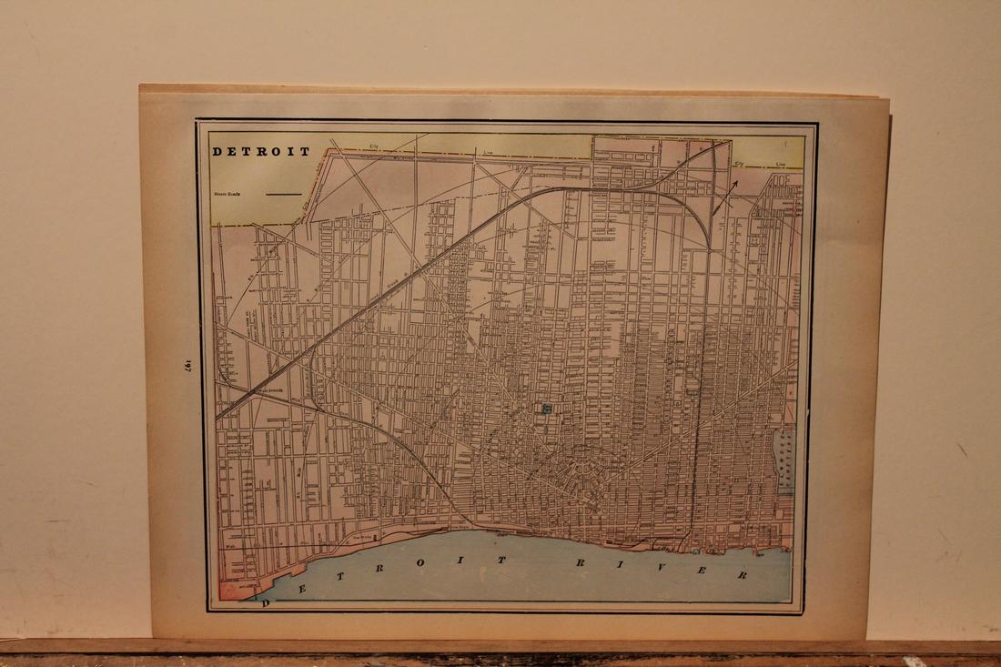 1889 Map of Detroit: Author: Watson Title: 1889 Map of Detroit Medium: Ink on Paper Dimensions: 14.5"X11" Map of Detroit dated 1889. Engraved and published by Watson in Chicago. Part of the Standard Atlas of the World. Co