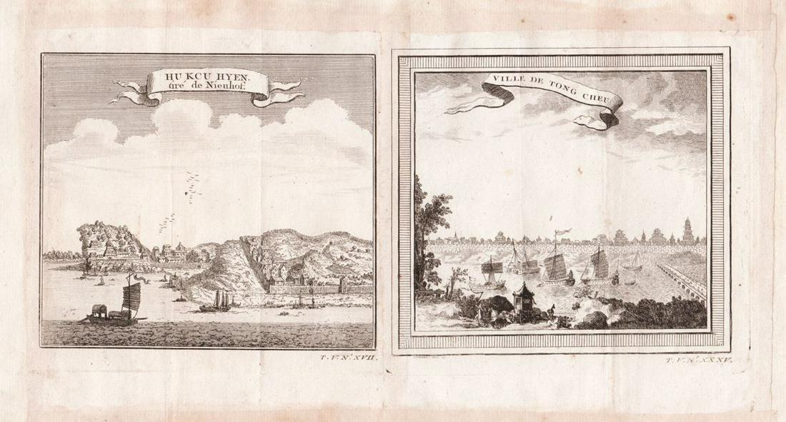 China Cityscapes: Hukou (Jiangxi) & Tongzhou (Beijing): Title/Content of Map: China Cityscapes: Hukou (Jiangxi) & Tongzhou (Beijing) Date Printed: 1755, Paris Cartographer: Jacques Nicolas Bellin / Prevost d'Exile Size: 11" x 5" Two charmingly designed vie