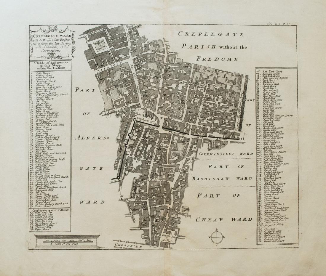 1720 Strype Ward Map of Barbican and London Wall Area (1 of 1)