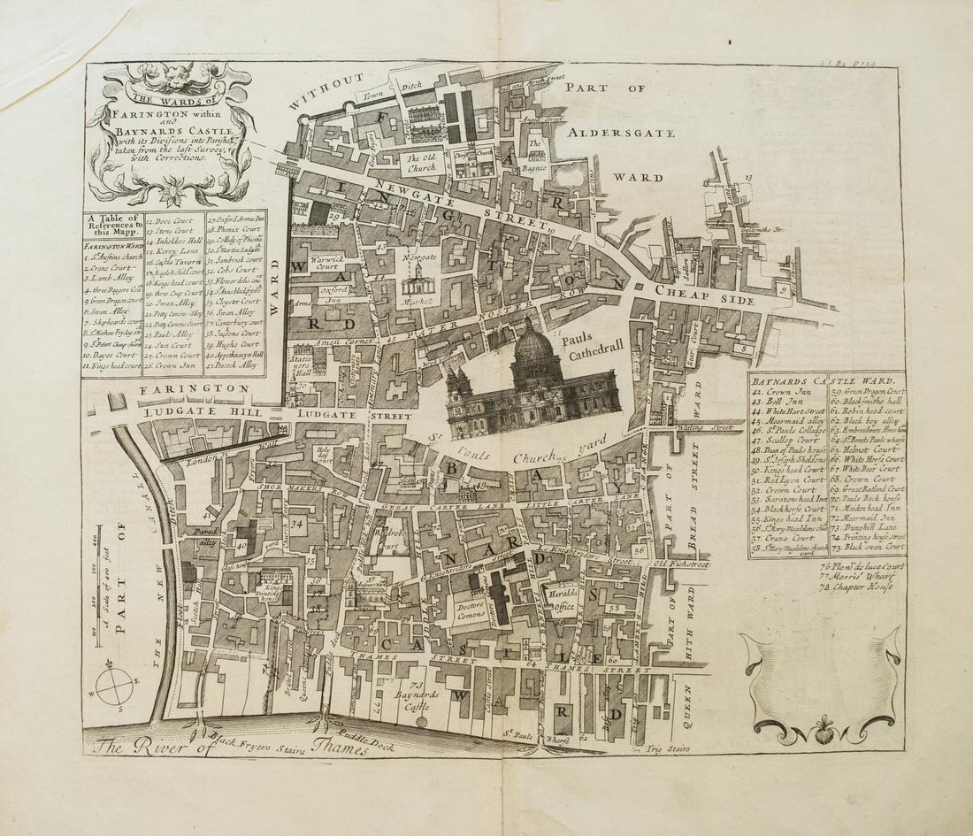 1720 Strype Ward Map of London around St. Paul (1 of 1)