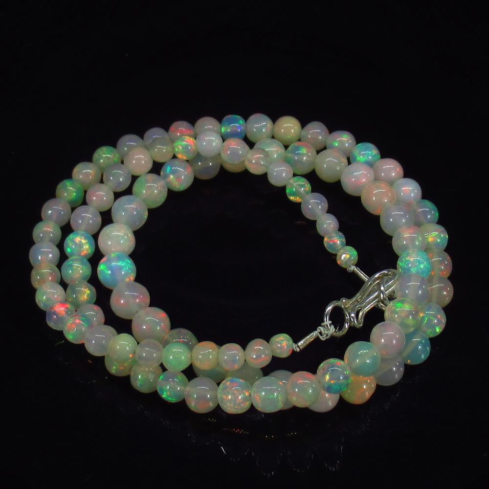 50.34 Ct 925 Silver 92 Round Ball Opal Beads Necklace (1 of 3)