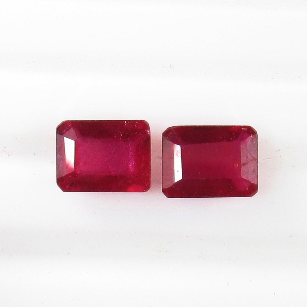 3.87 Ctw Natural Mozambique Red Ruby Octagon Pair (1 of 2)