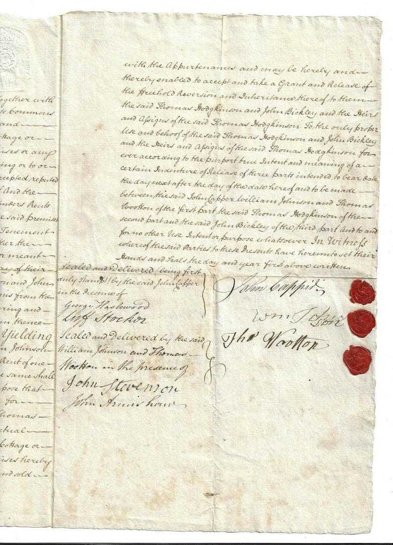 1797 English Indenture Red Wax Seals Colton (1 of 2)
