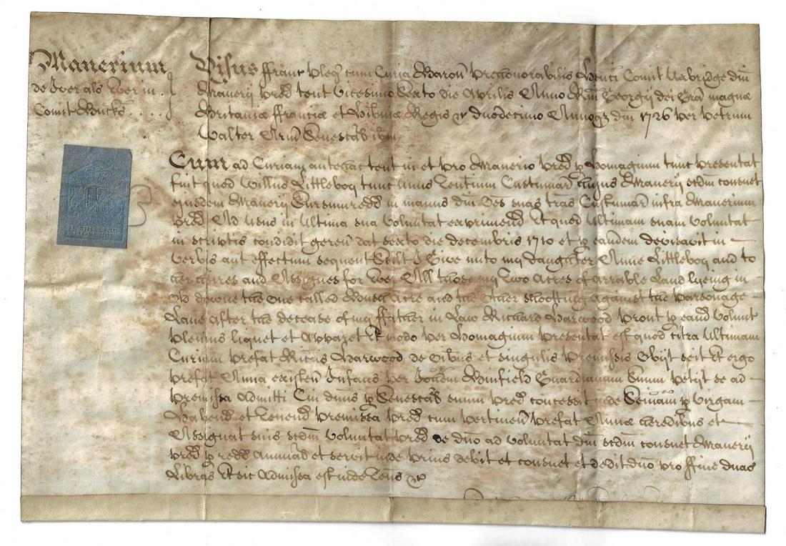 1726 English Vellum Manuscript Buckingham (1 of 1)