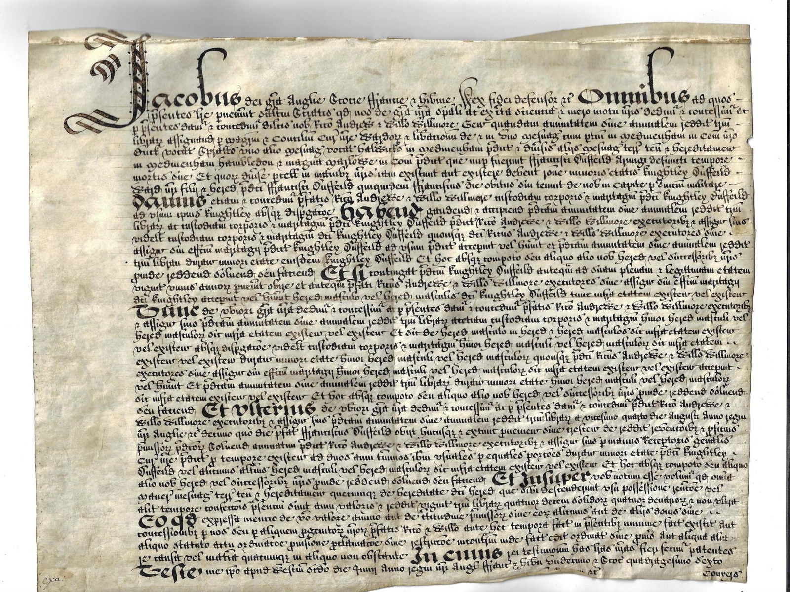 1615 Beautifully Penned James I Vellum Document (1 of 2)