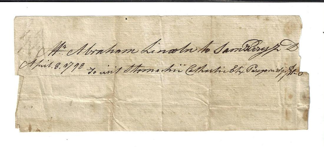 1798 Receipt Abraham Lincoln (1 of 2)