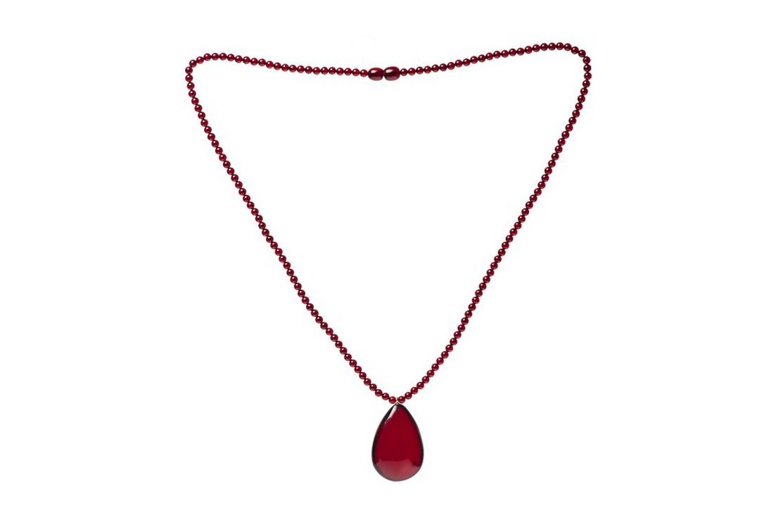 Precious Ruby Red Amber Necklace (1 of 2)
