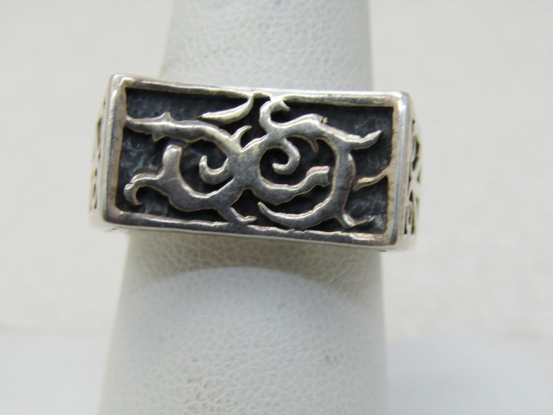 Vintage Sterling Silver Chinese Dragon Ring, Men's, (1 of 6)