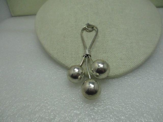 Vintage Sterling Silver Triple Chime Pendant, signed (1 of 6)