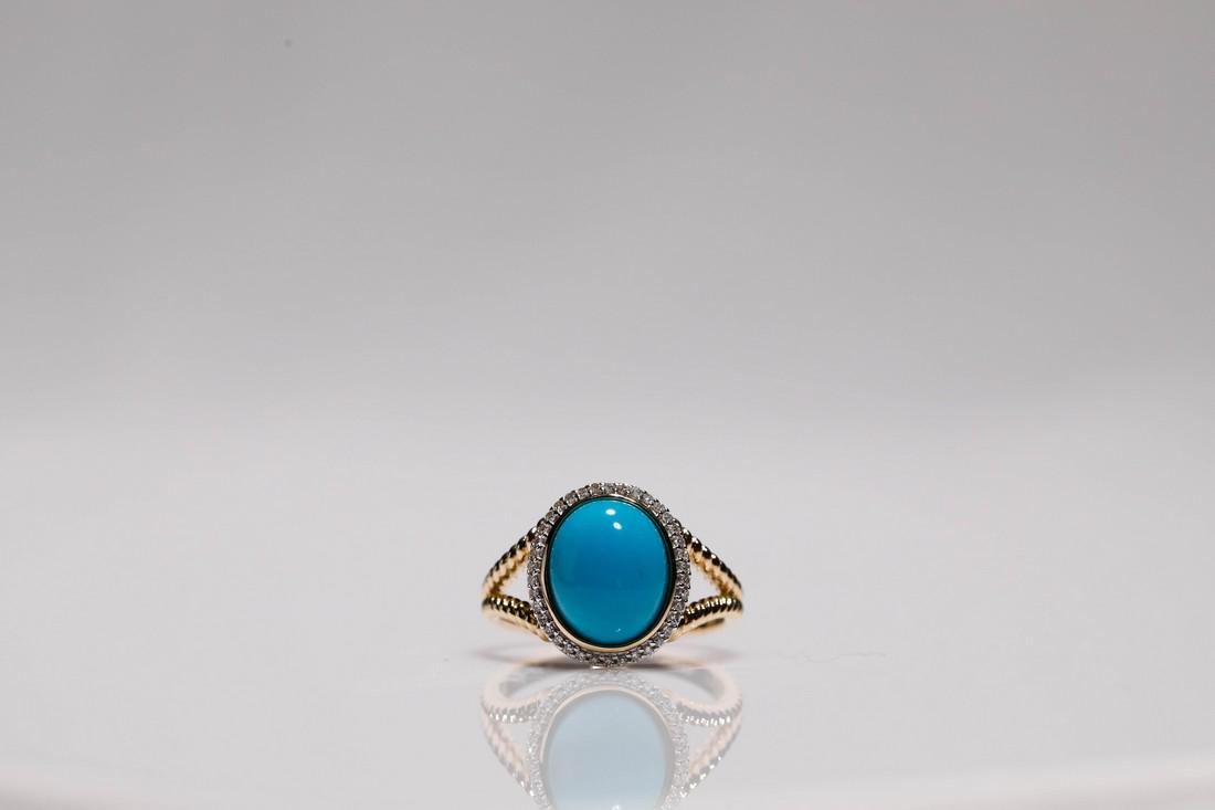 14 Karat Yellow Gold 4 Carat Turquoise 0.11 Carat (1 of 2)