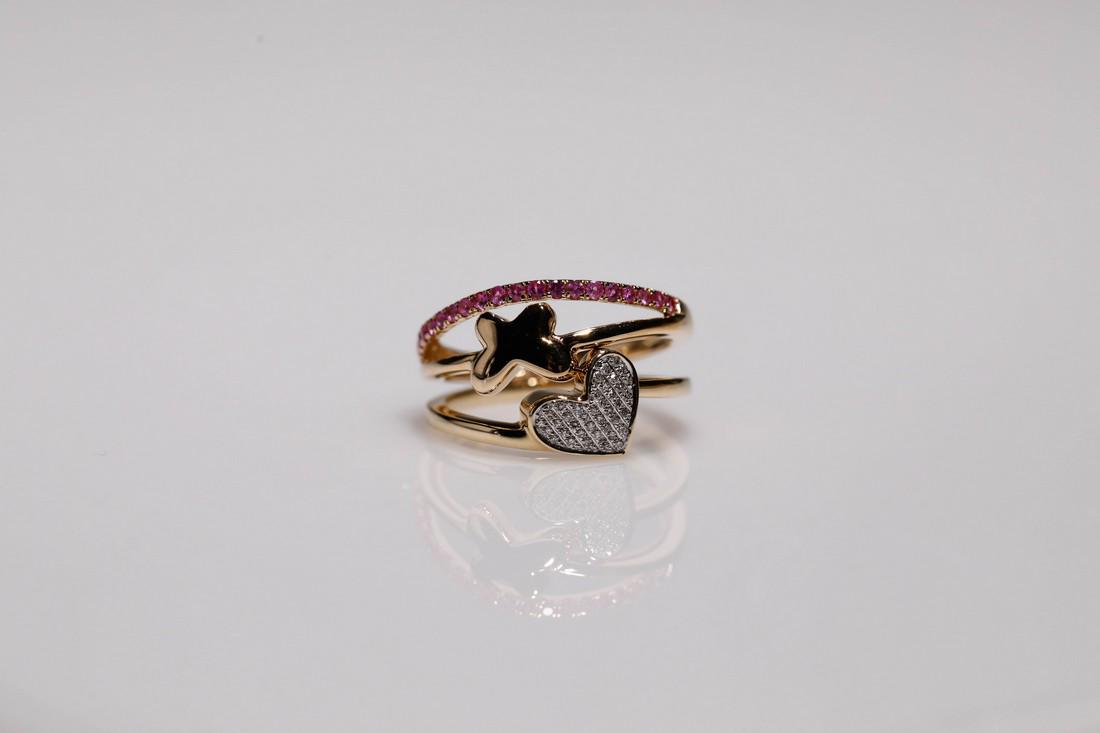 14 Kt Yellow Gold 0.15 Ct Diamond Sapphire Pave (1 of 2)