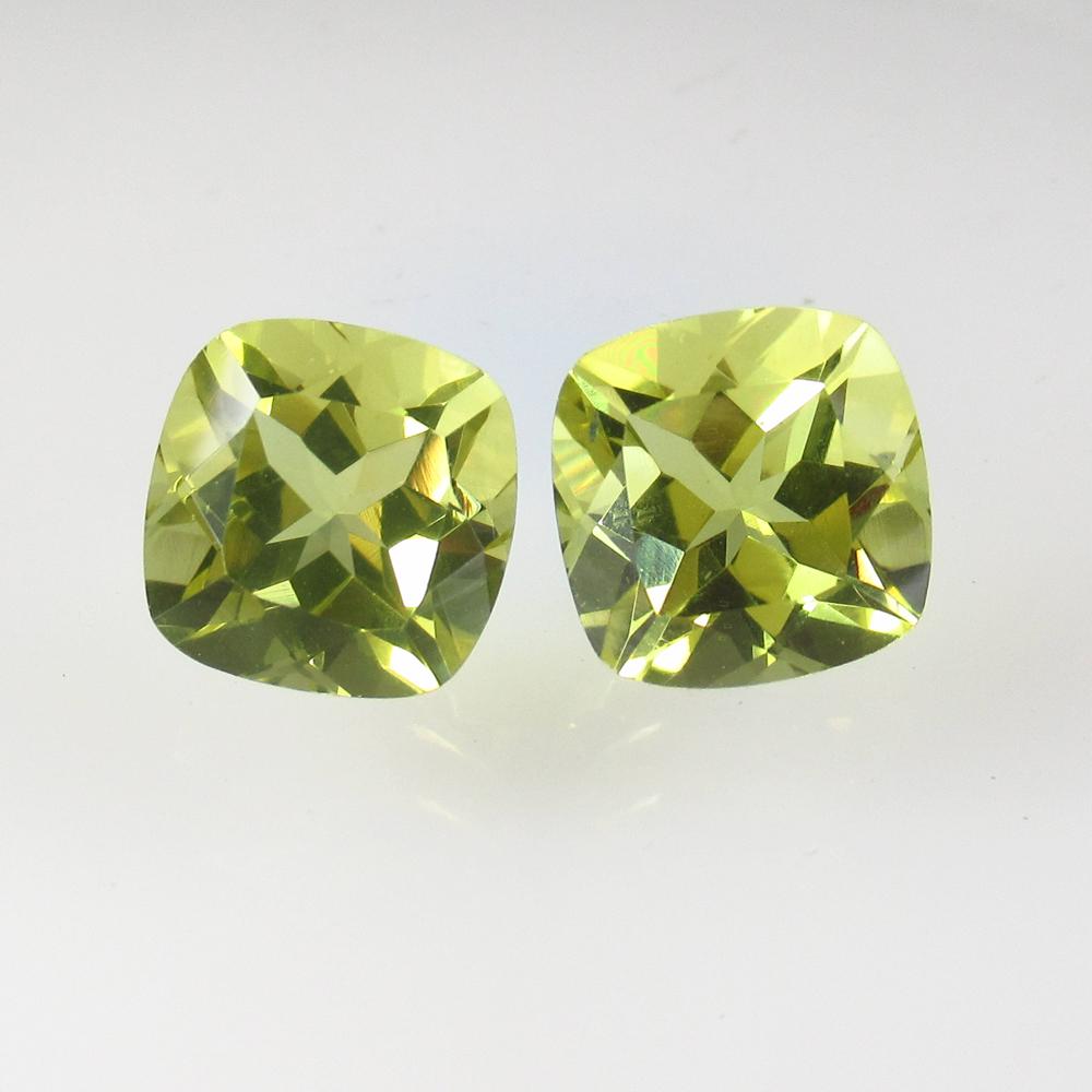6.11 Ct Natural Lemon Quartz Cushion Pair: No Reserve! Title: 6.11 Ct Natural Lemon Quartz Cushion Pair Stone Clarity: VVS Gemstone: Natural Lemon Quartz Carat Weight: 6.11 Size/Dimensions: 9.10 x 9.00 x 6.50 mm / 2 PC's Additional Information