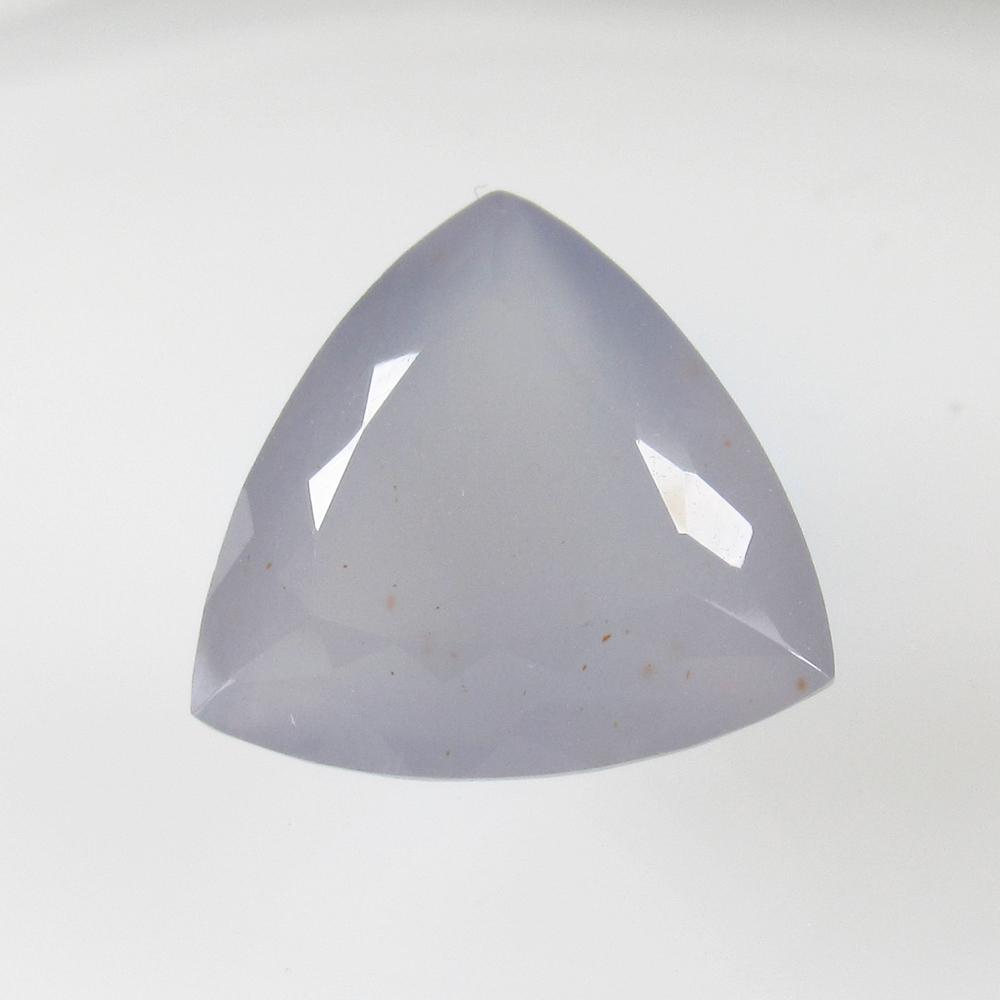 10.97 Ct Natural Chalcedony Trillion Cut: No Reserve! Title: 10.97 Ct Natural Chalcedony Trillion Cut Stone Clarity: Semi-Transparent Gemstone: Natural Chalcedony Carat Weight: 10.97 Size/Dimensions: 15.10 x 15.10 x 9.60 mm Additional Informa