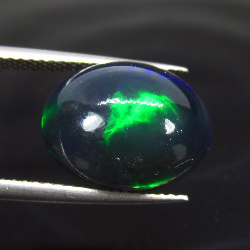 5.93 Ct Natural Ethiopian Black Fire Opal Oval Cab (1 of 3)