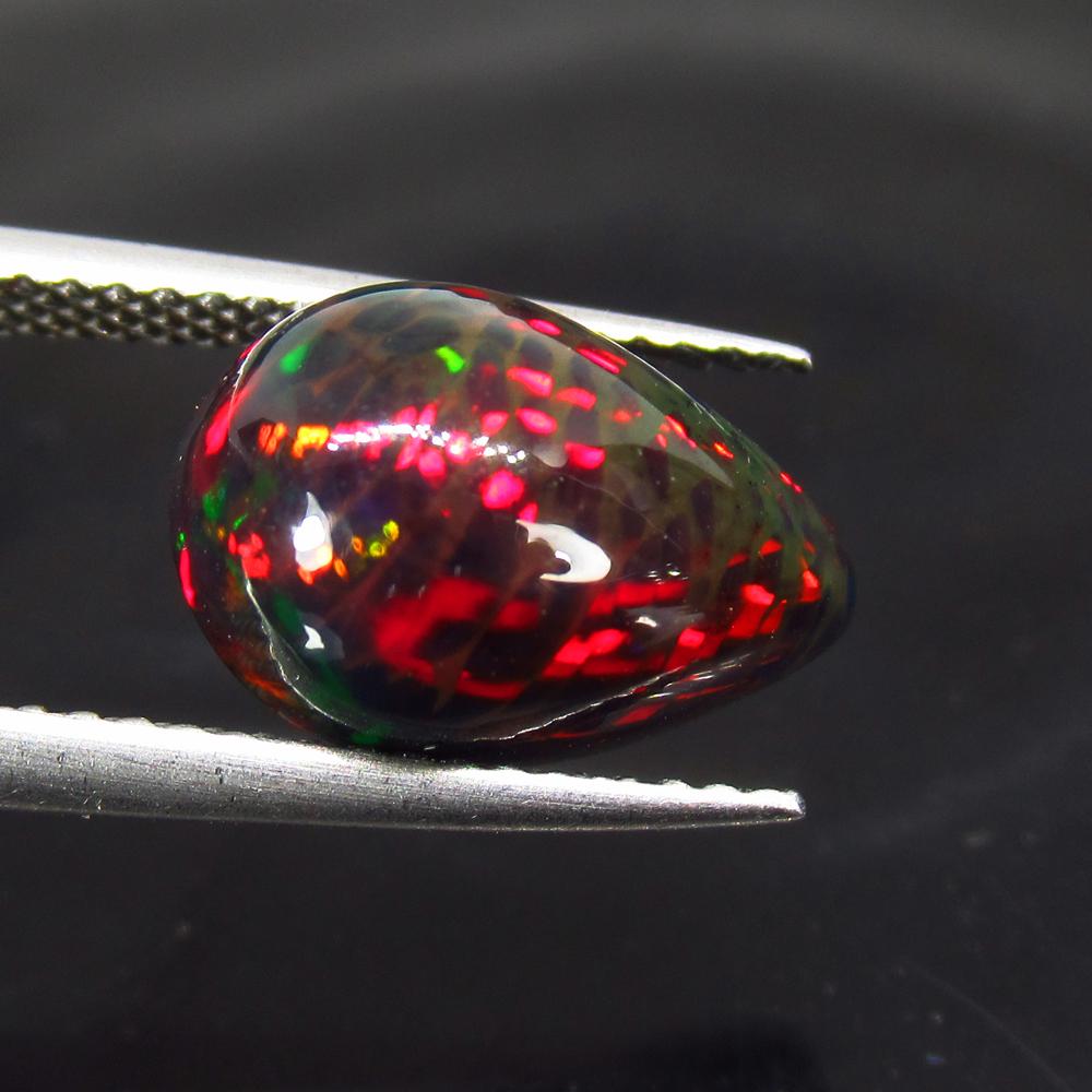 3.31 Ct Natural Ethiopian Black Fire Opal Pear Cab (1 of 2)