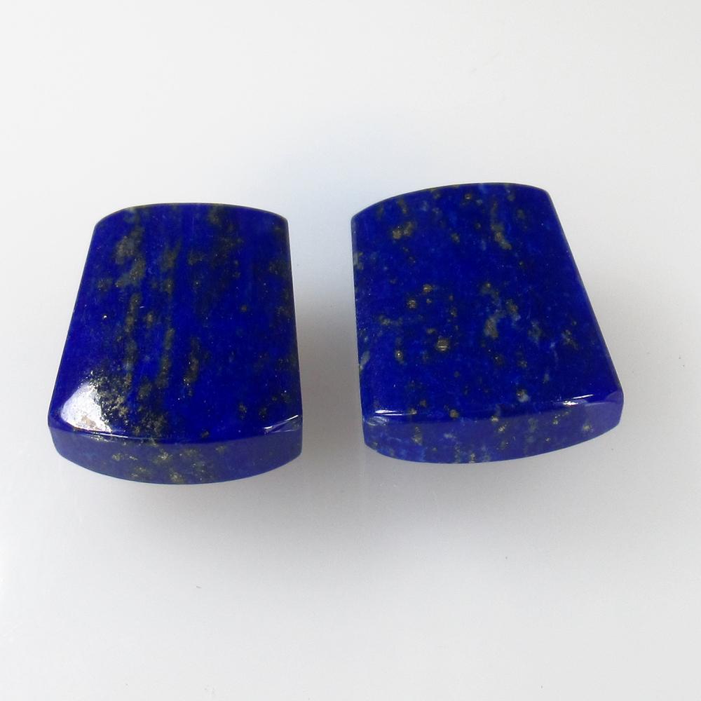 33.70 Ct Natural Lapis Lazuli Fancy Pair: No Reserve! Title: 33.70 Ct Natural Lapis Lazuli Fancy Pair Stone Clarity: Opaque Gemstone: Natural Lapis Lazuli Carat Weight: 33.70 Size/Dimensions: 18.00 x 15.40 x 5.30 mm / 2 PC's Additional Inform