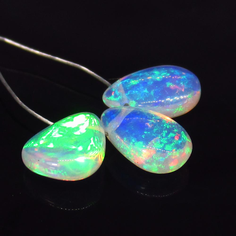 2.13 Ctw Natural 3 Drilled Pear Multi-Color Fire Opal (1 of 2)