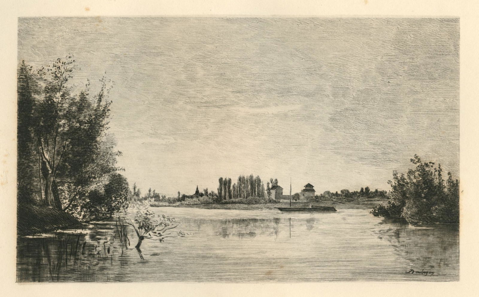 Charles Daubigny etching "Bords de l (1 of 2)