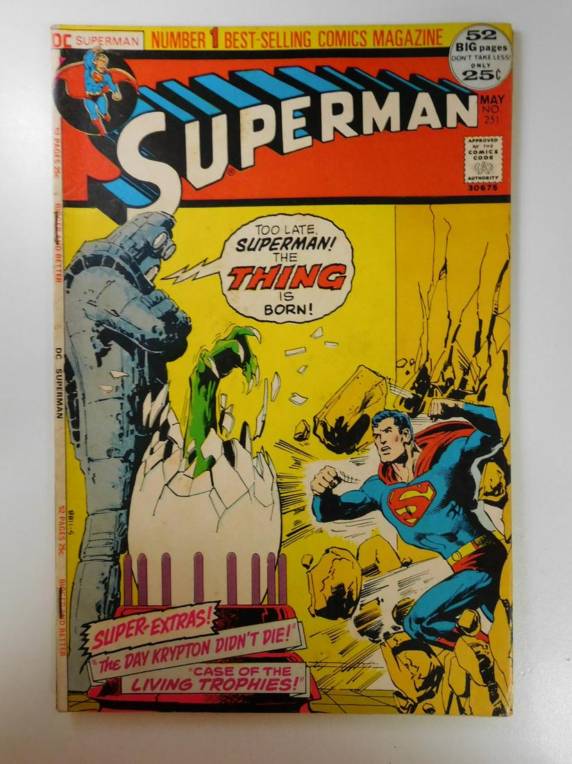 Superman #251: No Reserve! Superman #251. FN Shipping: Individual Comics: Flat-rate of $9.99 (1-8 comics) or $19.99 (9+ comics) to anywhere within the contiguous U.S. International: Foreign shipping rates are determ