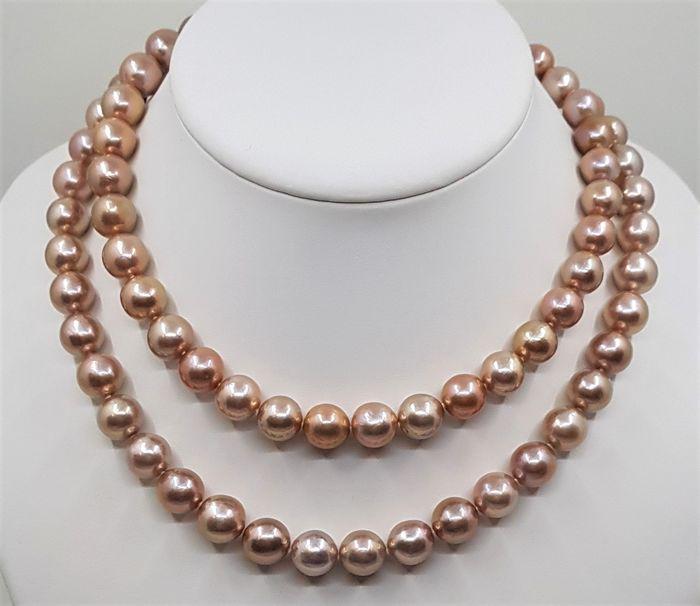 925 Silver - 10x11mm Pink Edison Pearls - Necklace (1 of 12)