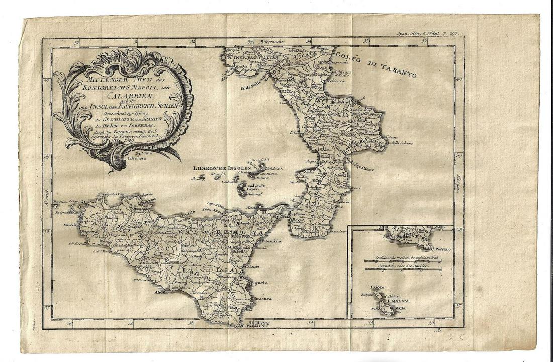 1756 Two Folding Maps Naples and Sicily (1 of 2)
