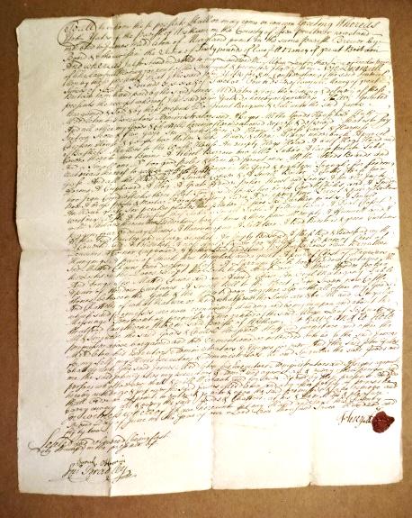 1752 English Conveyance Between Poulterer and Brewer: Interesting English manuscript conveyance of numerous goods of a household of property in Westham in the county of Essex between John Yates, a Poulterer, and James Middleton, a Brewer. Nicely penned o