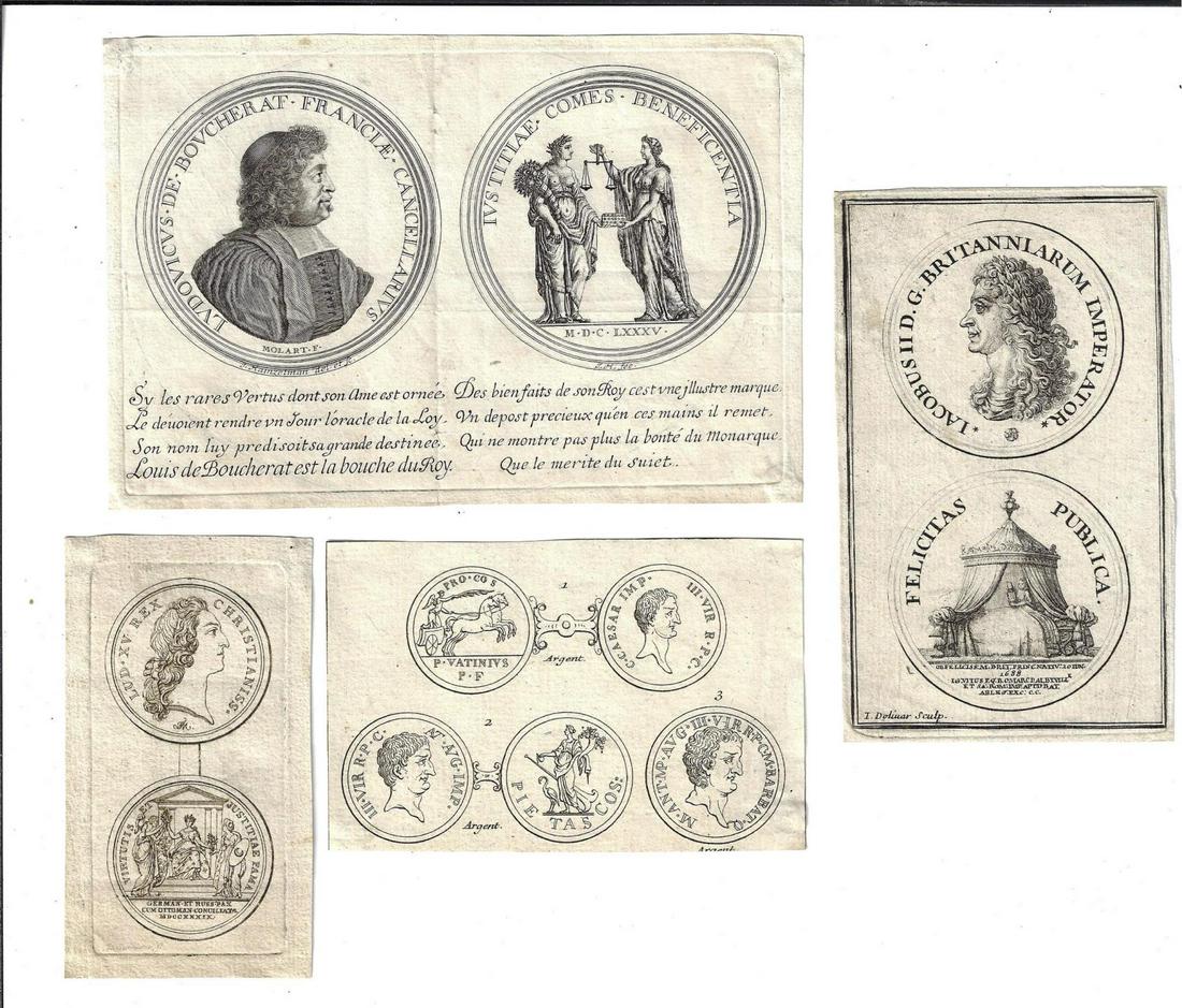 Lot of 18th C Engravings Coins Medals (1 of 1)