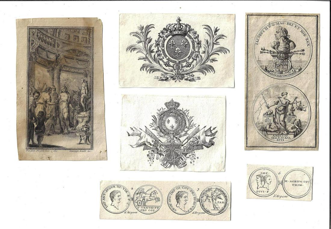 Lot of 18th C Engravings Coins Emblems (1 of 1)