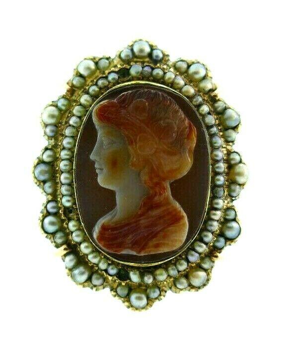 VICTORIAN 14k Yellow & Rose Gold, Pearl & Carved (1 of 7)