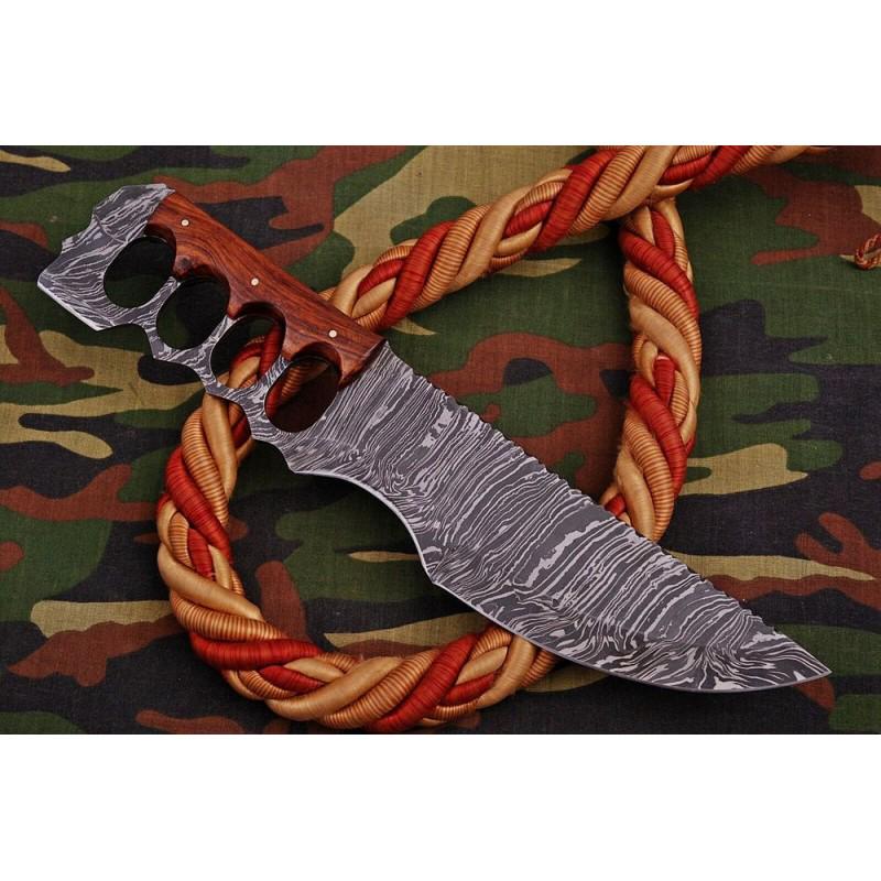 Damascus steel knife,with leather sheath,rose wood and: Knife "Outshot" made of damask steel. Handle – rose wood & damascus, scabbard - leather . Damascus knives are very durable, look great and keep sharpness perfectly. Damascus steel has high quality c