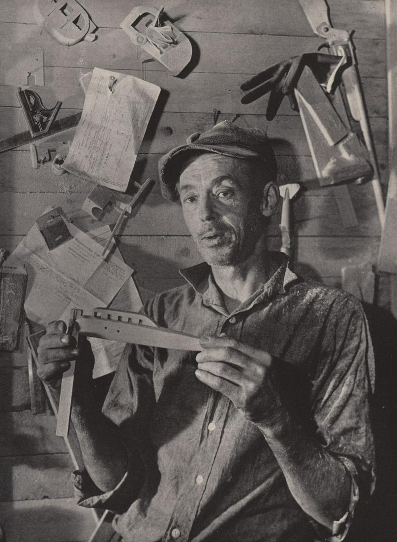MARGARET BOURKE WHITE - Craftsman, St. Johnsbury,: Artist: MARGARET BOURKE WHITE Print Title: Craftsman, St. Johnsbury, Vermont Printing Date: 1940’s Medium: Photoengraving Printed in: the US Image Size approx: 11 x 8” Reserve: $25.00 Shipping: Do