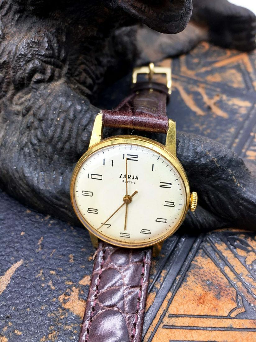 Zaria Mechanical Vintage Men Wrist Watch / Russian: Materials gold, stainless steel, leather, Mechanical Wrist Watch, vintage watch men, soviet watch, watch Zaria Mechanical Vintage Men Wrist Watch / Russian Antique Unisex White USSR Watches / Unique S
