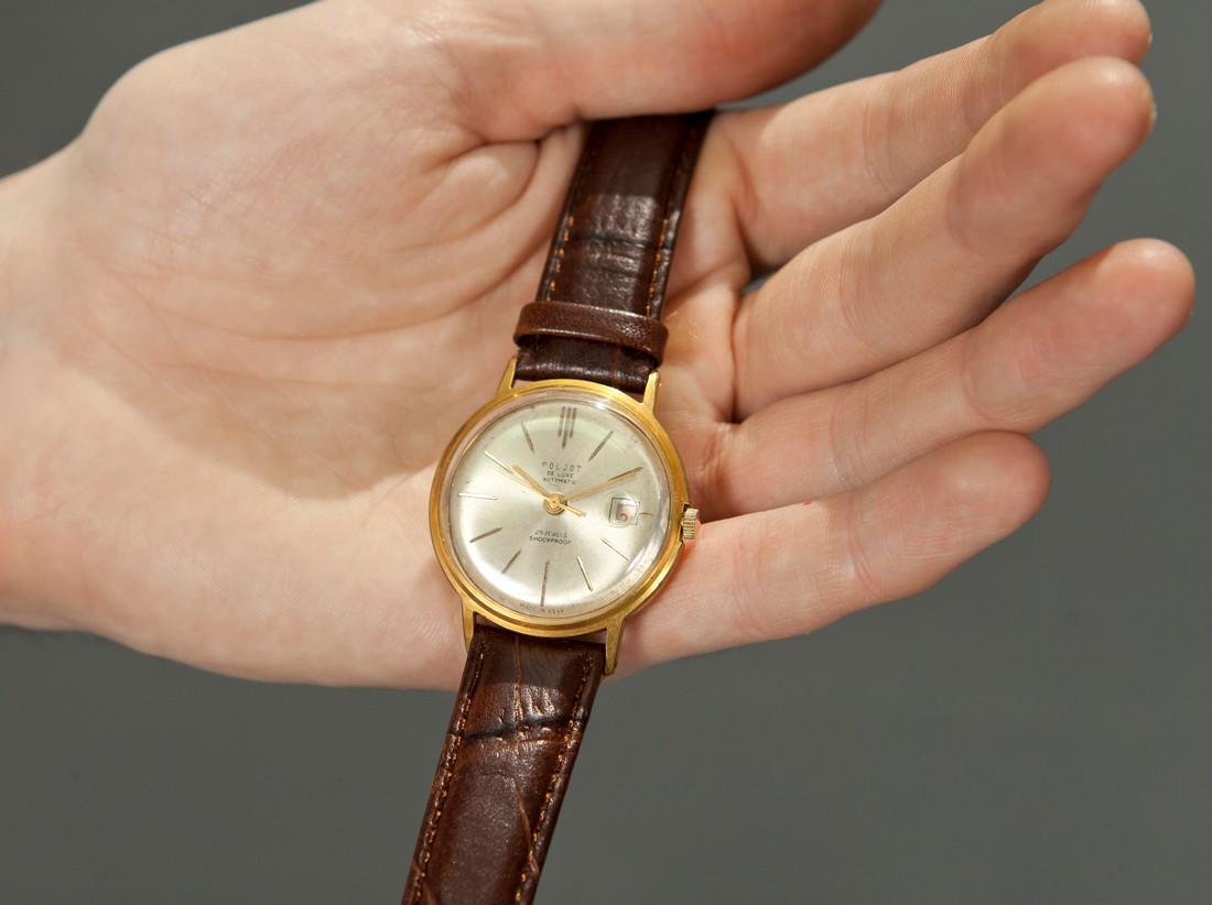 Poljot deluxe automatic vintage men wrist watch: Band material: Leather Gold, Stainless steel Poljot deluxe automatic vintage men wrist watch russian antique unisex white USSR watches Vintage watch Poljot, Soviet men's watch, watches for men, watch