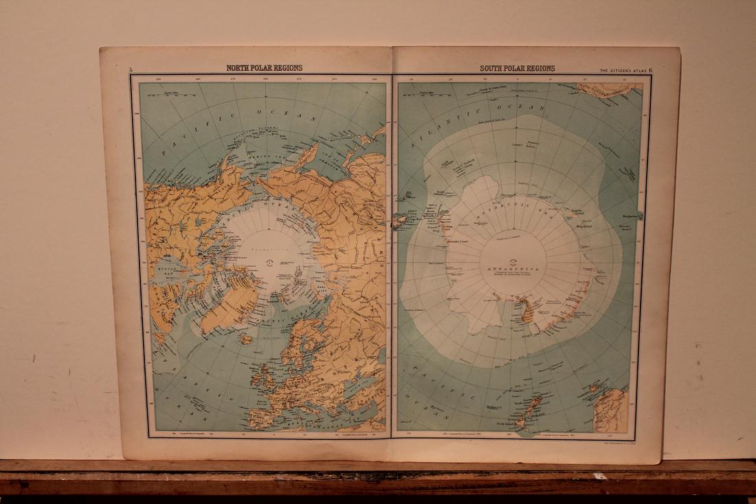 1873 Map of North and South Pole (1 of 3)