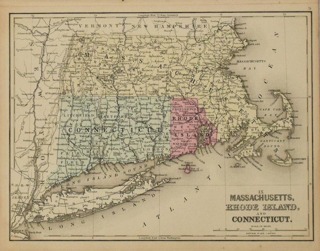 1869 Mitchell Map of Atlantic States from Massachusetts (1 of 2)