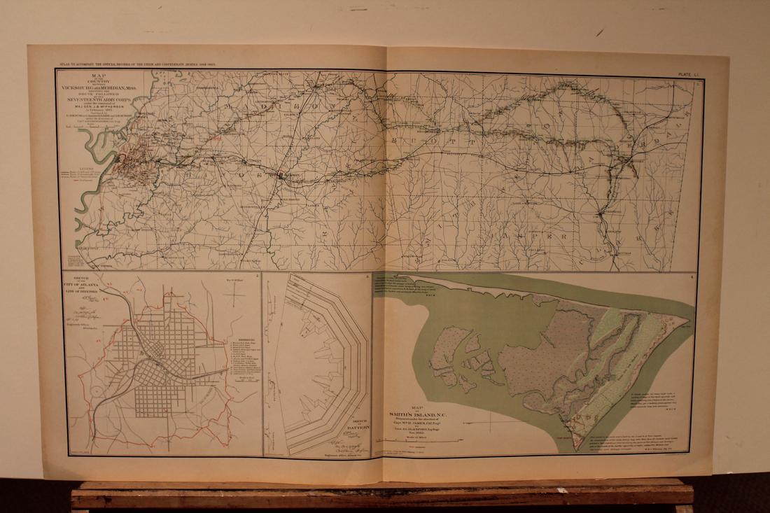 1893 Civil War Map: Author: Bien Title: 1893 Civil War Map Medium: Ink on Paper Dimensions: 29.5"X18.5" Civil War map dated 1893. Published under the direction of the Hon. Stephen B. Elkins Secretary of War. These maps a