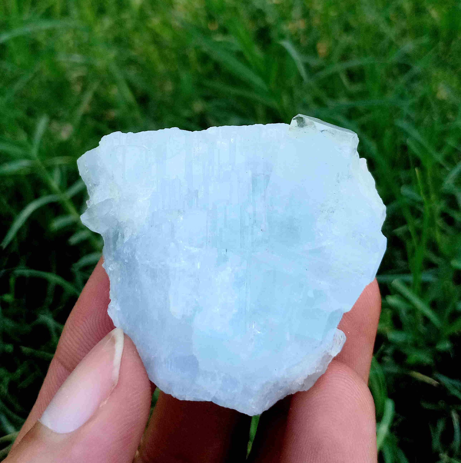 50 Gram Very Beautiful Natural Aquamarine Specimen: Title: 50 Gram Very Beautiful Natural Aquamarine Specimen Treatment: Natural Weight: 50 Gram Size/Dimensions: 42x44x21 mm Origin: Pakistan Reserve: $25.00 Shipping: Domestic: Flat-rate of $15.00 to an