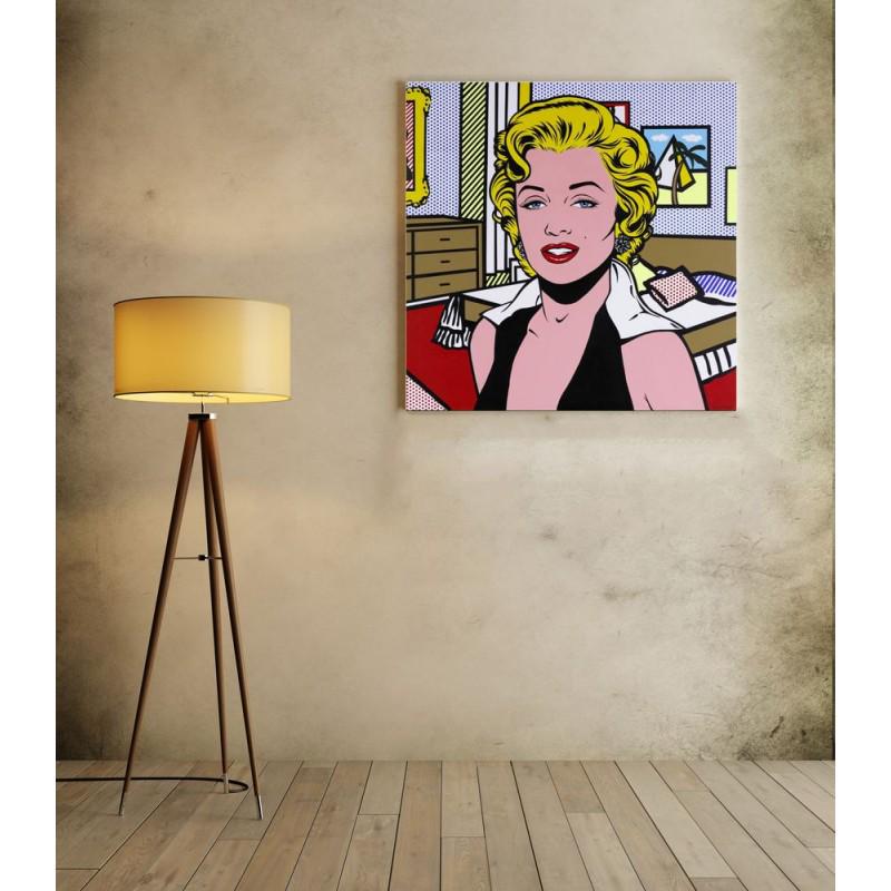 30" ROY LICHTENSTEIN painting, Mixed media printed on: ROY LICHTENSTEIN (1923-1997) Ready to be hang on the wall. Canvas on the wooden frame. Medium: printed on canvas panel Size: 21" x 21" (in) or 55 x 55 cm. Diagonal: 30" or 77 cm. Date: c. 1993-95. w /