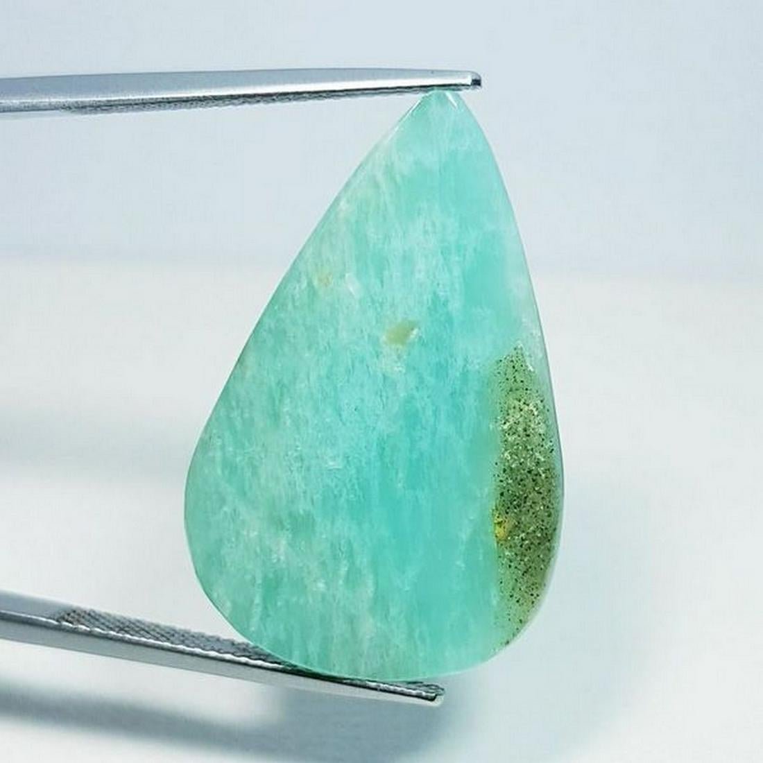 17.70 ct Natural Amazonite: No Reserve! Title: 17.70 ct Natural Amazonite Color/Clarity: Opaque Gemstones: Gemstones Carat Weights: 17.7 Size/Dimensions: 30.80 x 20.00 x 3.85 Additional Information: Pear - Brazil Shipping: Dome