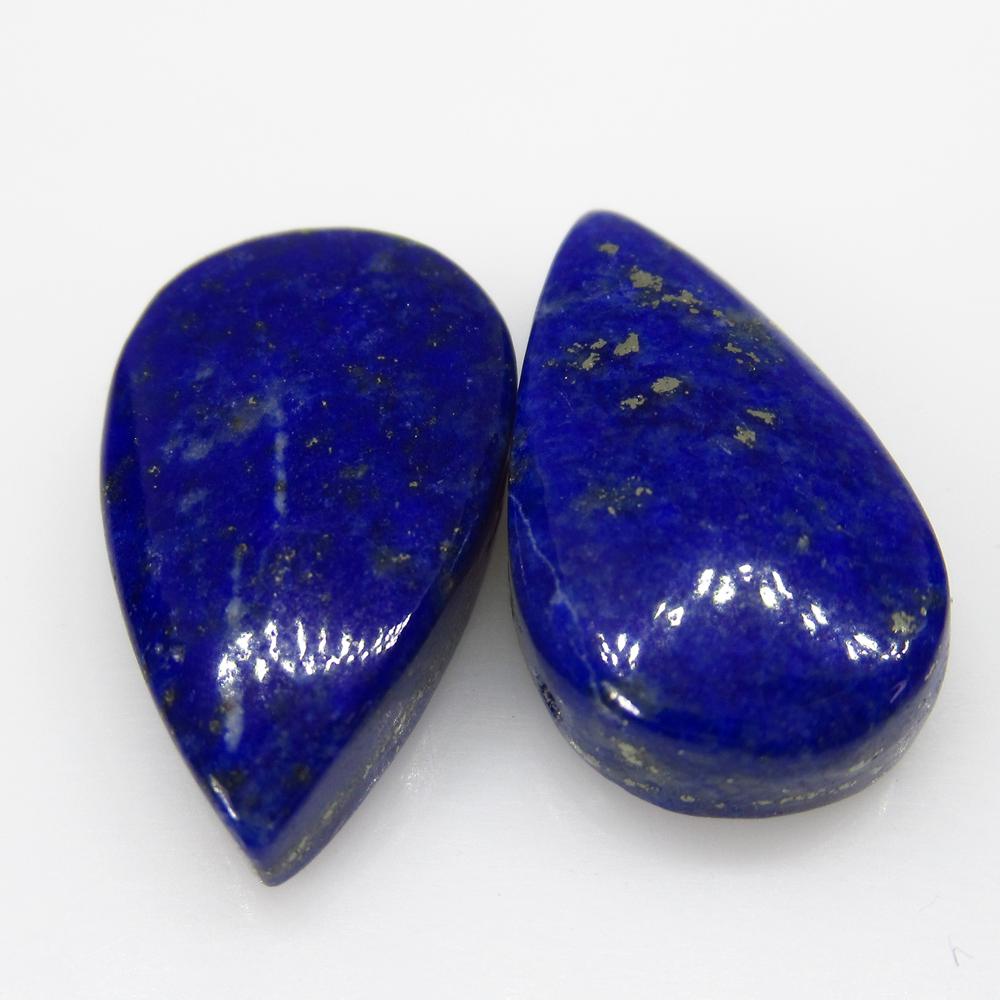 18.94 Ct Natural Deep Blue Lapis Lazuli Pear Pair: No Reserve! Title: 18.94 Ct Natural Deep Blue Lapis Lazuli Pear Pair Color/Clarity: Opaque Gemstone: Natural Lapis Lazuli Carat Weight: 18.94 Size/Dimensions: 18.90 x 11.00 x 5.30 mm / 2 PC's Addition