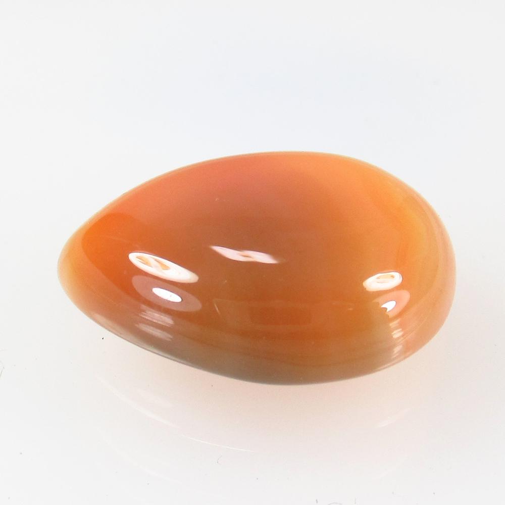 11.02 Ct Natural Carnelian Pear Cabochon: No Reserve! Title: 11.02 Ct Natural Carnelian Pear Cabochon Color/Clarity: Semi-Transparent Gemstone: Natural Carnelian Carat Weight: 11.02 Size/Dimensions: 18.80 x 13.80 x 5.60 mm Additional Informat