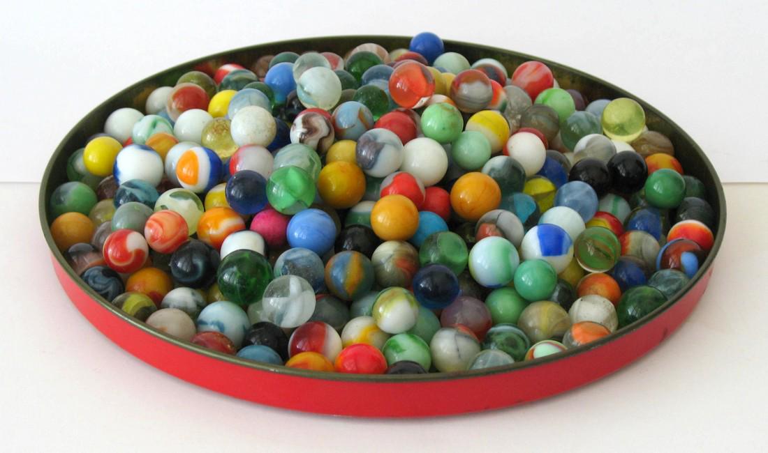 Collection of Vintage Glass Marbles: Title: Collection of Vintage Glass Marbles Description: Nice collection of over 200 vintage glass marbles. Dimension: normal size Circa: 1950's Shipping: Domestic: Flat-rate of $20.00 to anywhere with
