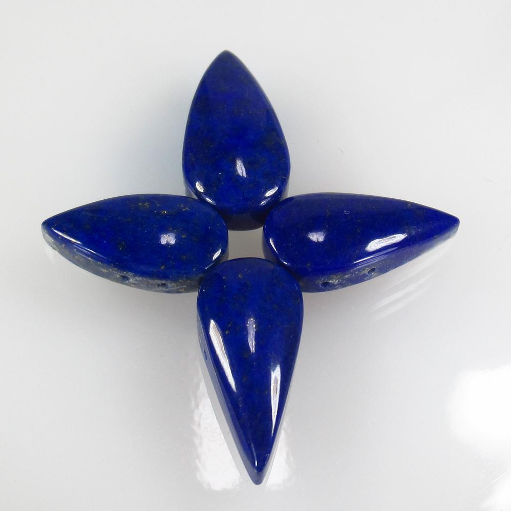 36.38 Ct Natural 4 Drilled Blue Lapis Lazuli Pear Set: Title: 36.38 Ct Natural 4 Drilled Blue Lapis Lazuli Pear Set Color/Clarity: Opaque Gemstone: Natural Lapis Lazuli Carat Weight:39.38 Size/Dimensions: 18.2x9.5 to 21.0x11.0 mm / 4 PC's Additional Infor
