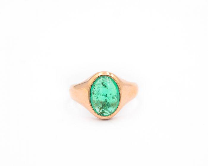 Contemporary Rose Gold and Cabochon Emerald Ring (1 of 8)
