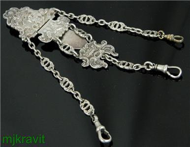 Sterling Silver Hinged 3 Hook Fob Chatelaine David & (1 of 7)