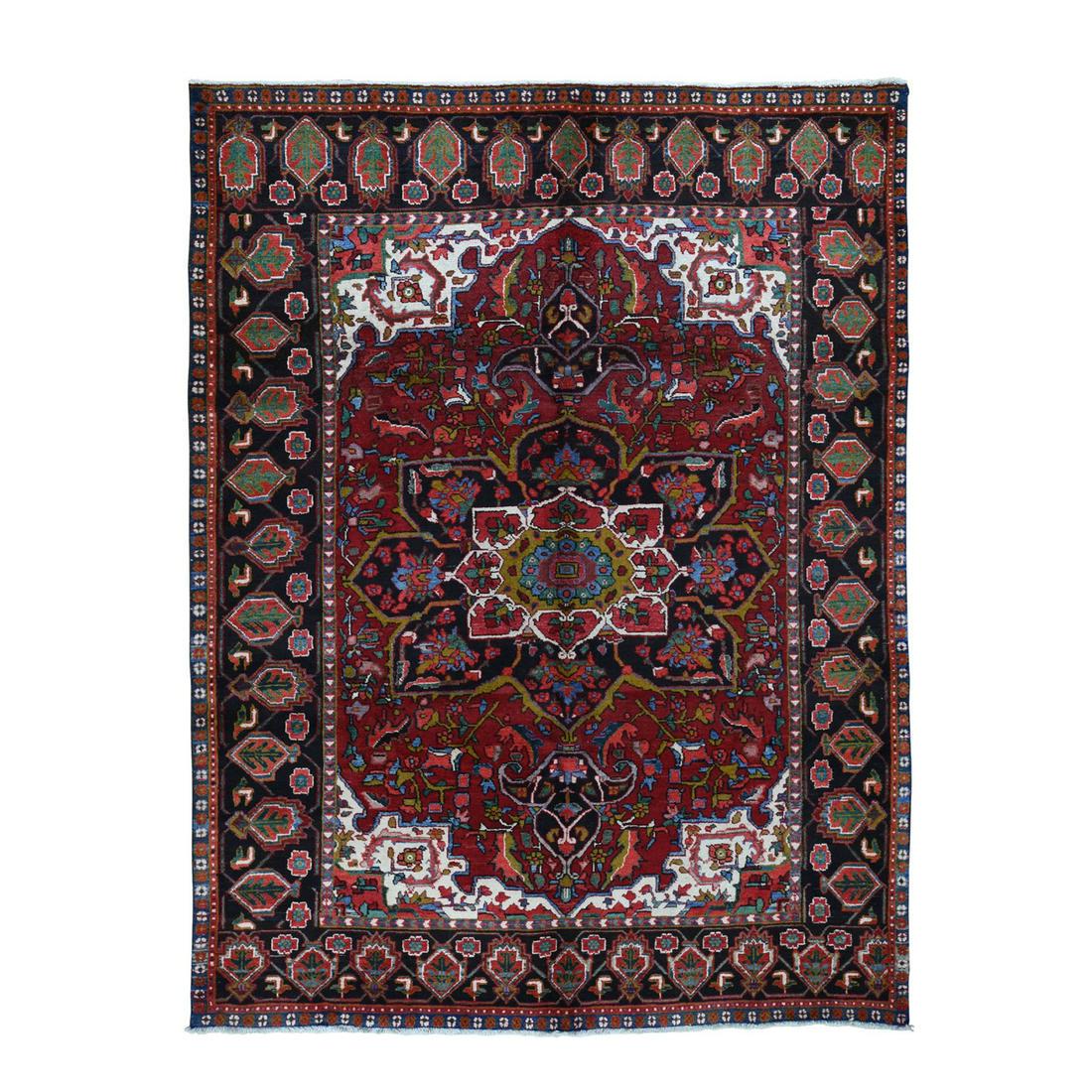 Red Semi Antique Persian Heriz Thick and Plush Hand: Title: Red Semi Antique Persian Heriz Thick and Plush Hand Knotted Rug Description: This is a truly genuine one-of-a-kind Red Semi Antique Persian Heriz Thick and Plush Hand Knotted Rug. It has been K
