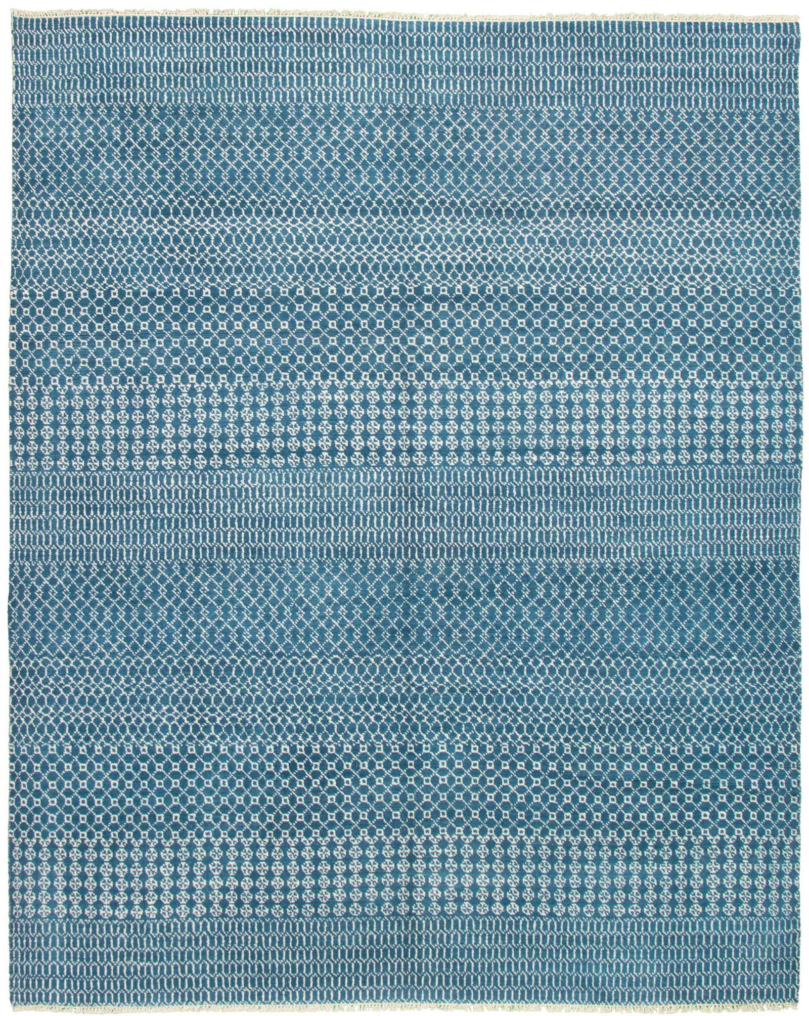 Hand-knotted Silk Shadow Dark Blue Wool Rug 8'1" x 9'9" (1 of 3)