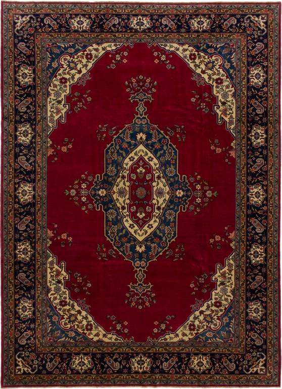 Hand-knotted Tabriz Dark Burgundy Wool Rug 8 (1 of 2)