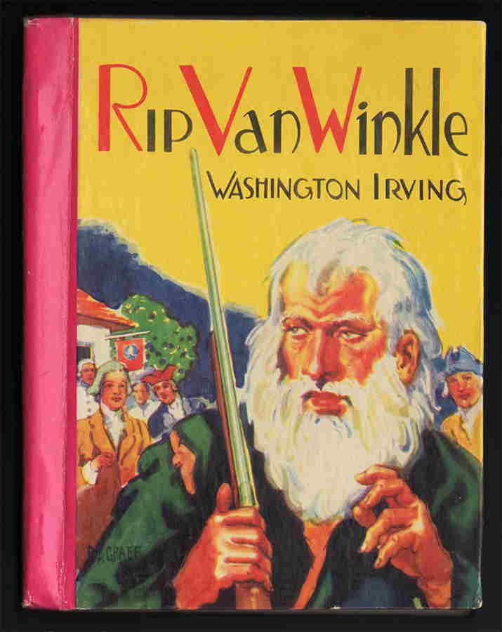 Sharp copy of Rip Van Winkle: Lovely and clean example of Washington Irving’s classic Rip Van Winkle. Published 1941 by McLoughlin Bros. (first thus). 10 full-page, full-color illustrations. Very light rubbing to tips and spine 