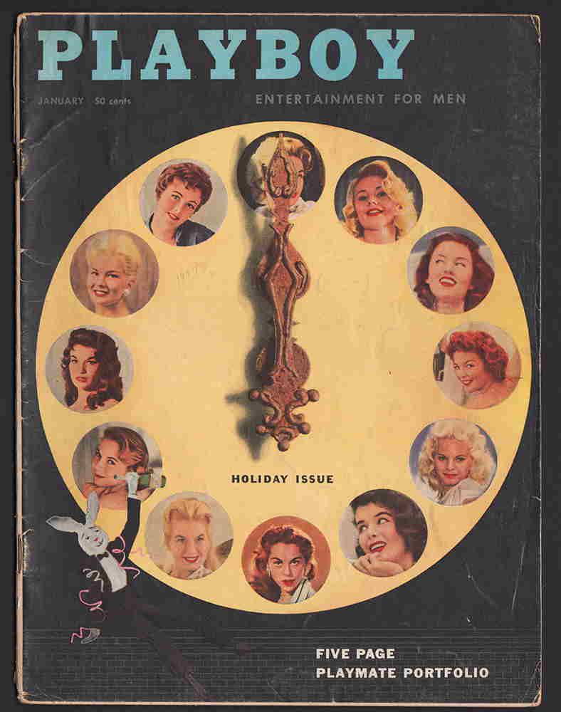 Playboy - Jan. 1957 (Vol. 4, #1): Early issue of the culture-changing magazine. Missing pp. 31-32 and 69-70 else in good condition with foldout present. Typical wear to covers and spine. 8.5 x 11. 80 pp. Reserve: $40.00 Shipping: Dome